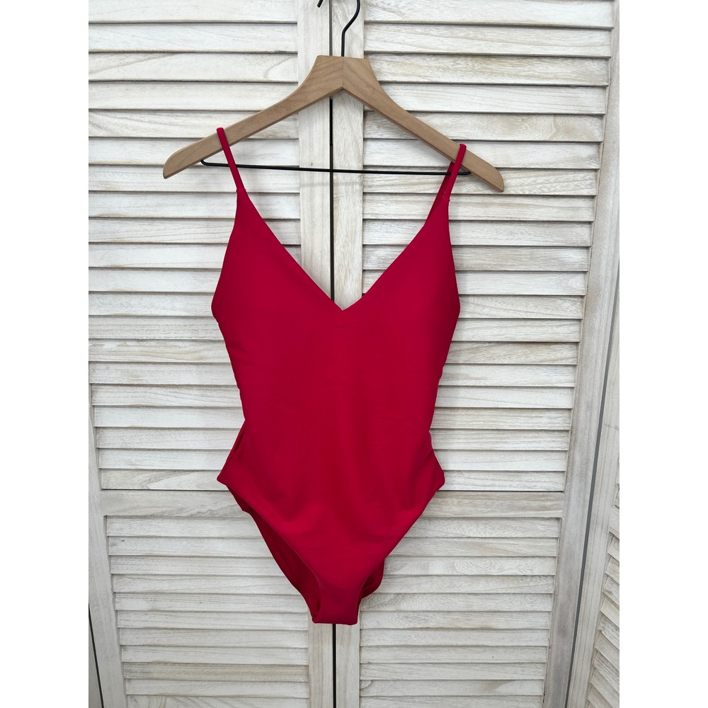 NEW J. Crew One Piece Swimsuit Size 10 Red Womens V-Neck CI367